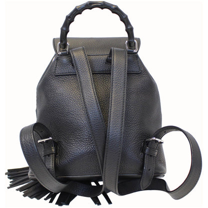 GUCCI Bamboo Pebbled Leather Backpack Bag Black - Last Call