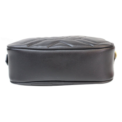 GUCCI GG Marmont Matelasse Mini Leather Crossbody Bag Black 448065