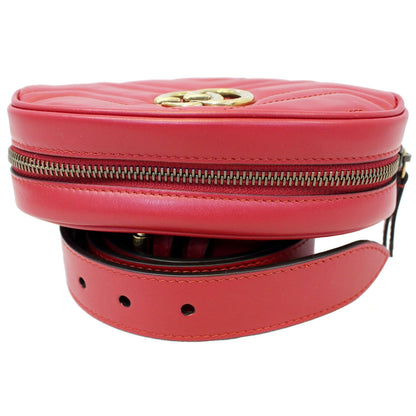 GUCCI GG Marmont Matelasse Leather Belt Bag 476434 Red