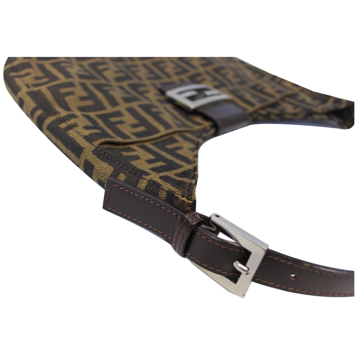 FENDI Zucca Canvas Hobo Shoulder Bag Brown