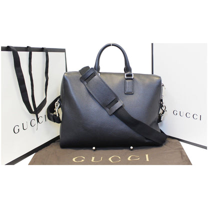 GUCCI Leather Business Briefcase Bag Black 387074