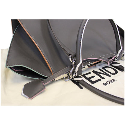 FENDI Petite 3Jours Calfskin Leather Tote Bag Dark Grey