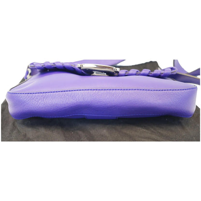 FENDI Baguette Whipstitch Trimmed Leather Shoulder Bag Purple
