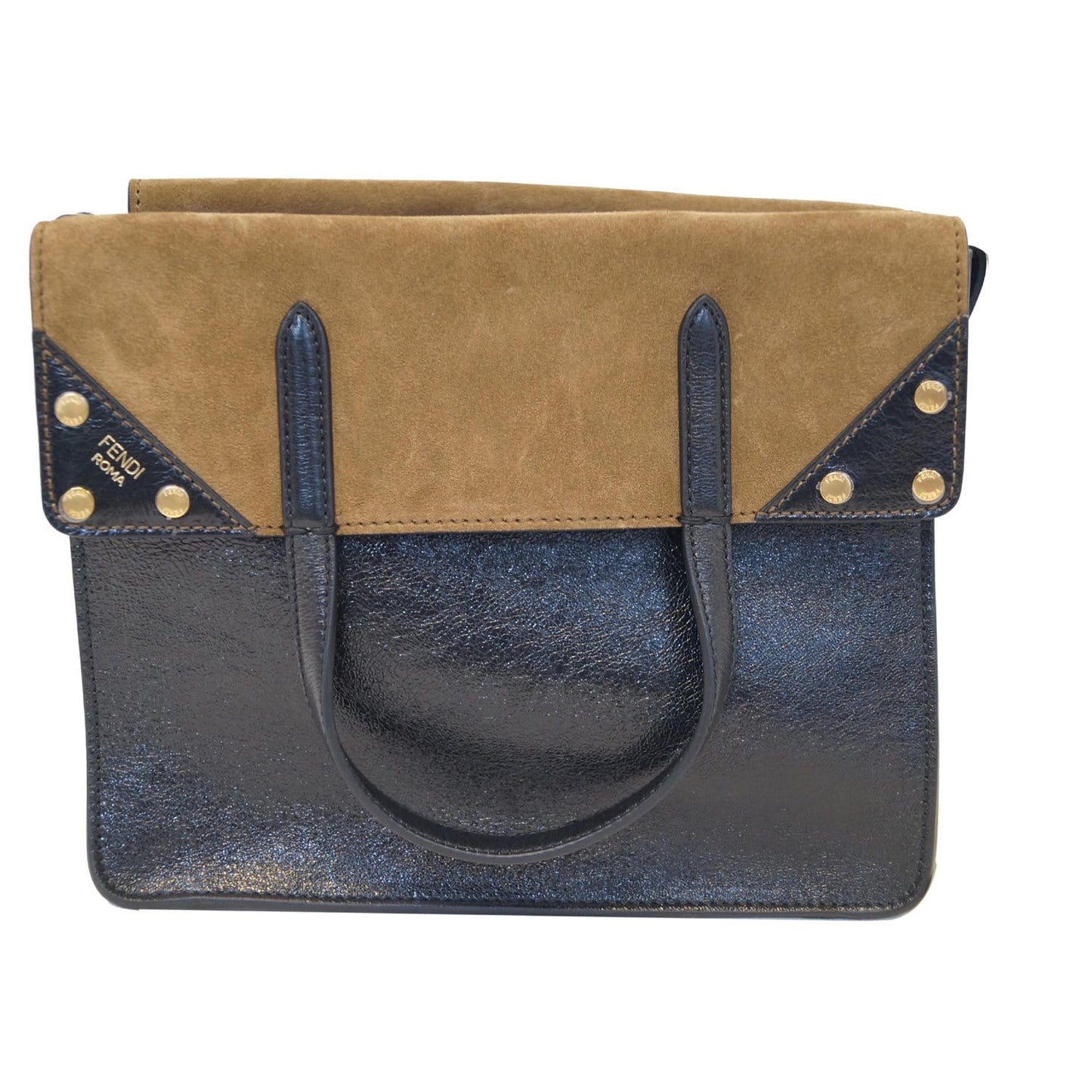 FENDI Flip Large FF Motif Calf Leather Crossbody Bag Black