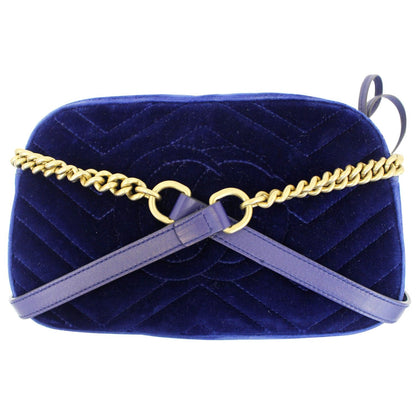 GUCCI GG Marmont Velvet Small Crossbody Bag Cobalt Blue 447632