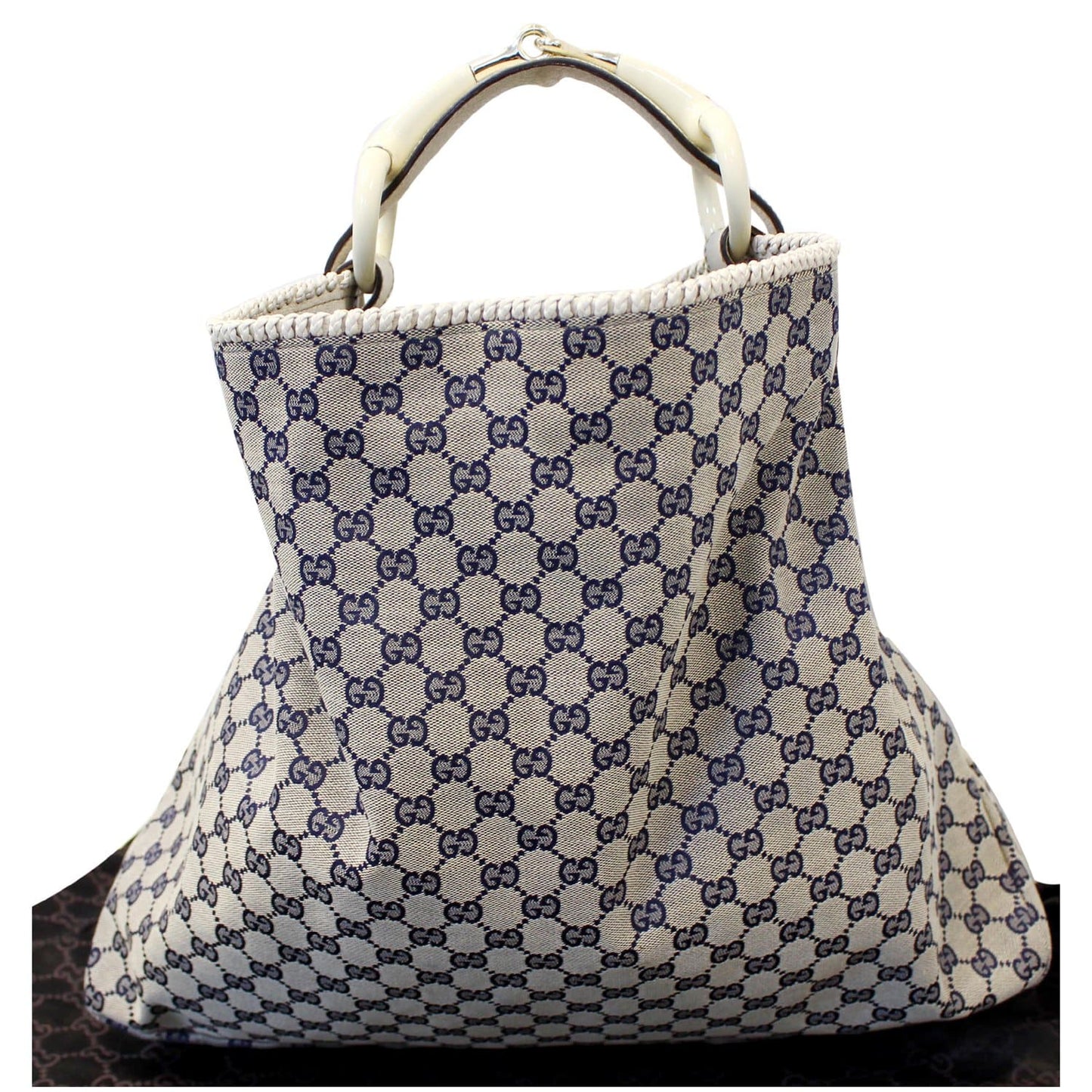 GUCCI Horsebit GG Canvas Large Hobo Bag Blue/White 114900