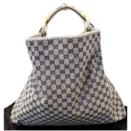 GUCCI Horsebit GG Canvas Large Hobo Bag Blue/White 114900