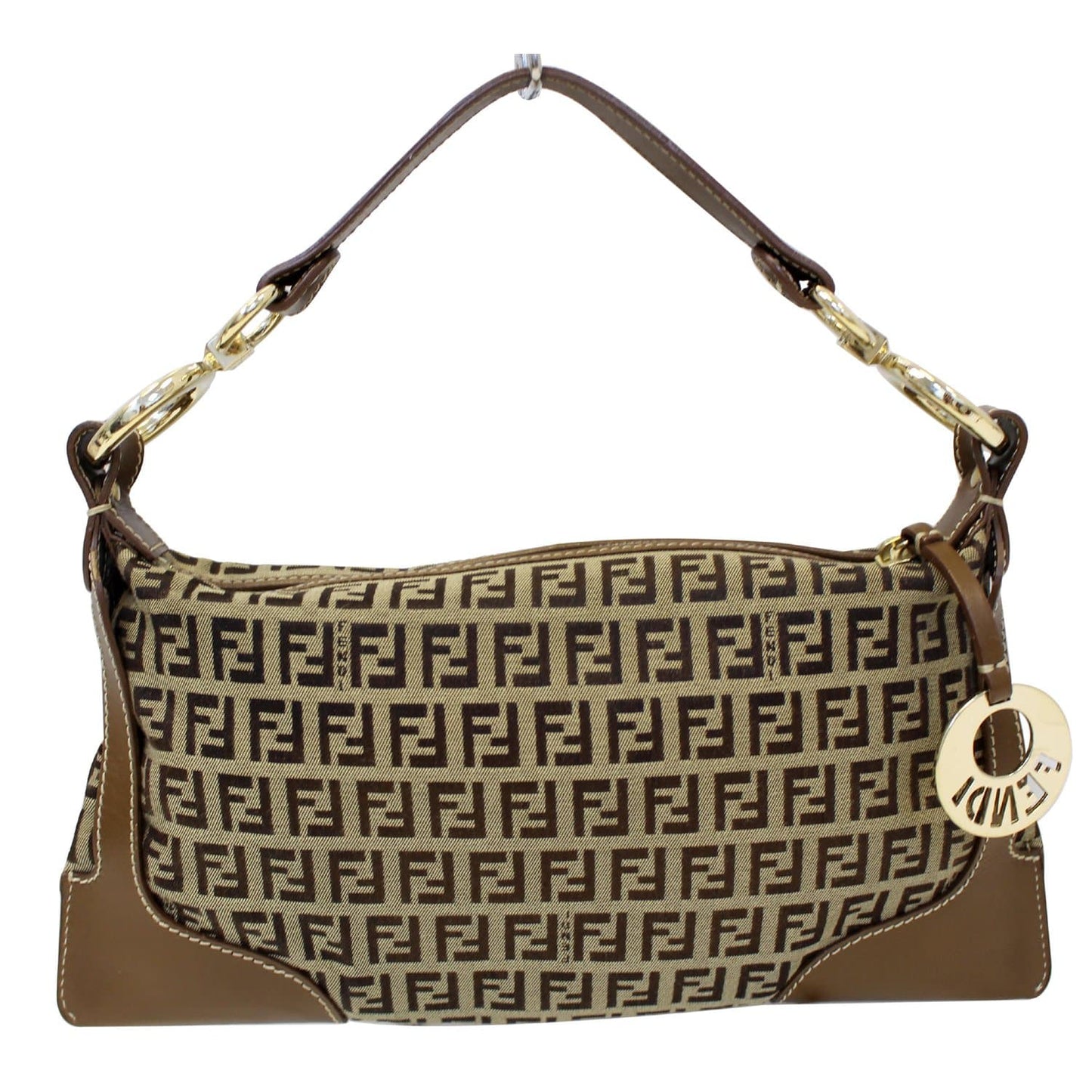 FENDI Zucca Small Canvas Shoulder Bag Beige