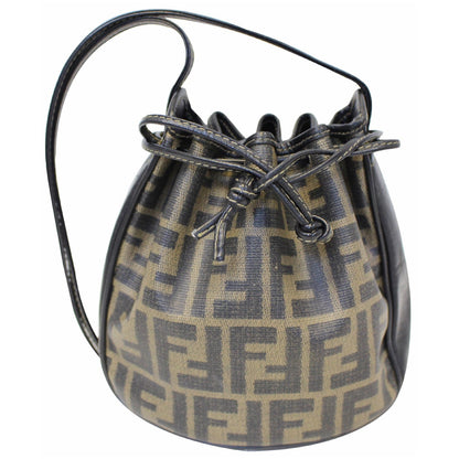 FENDI Drawstring Bucket Crossbody Bag Brown