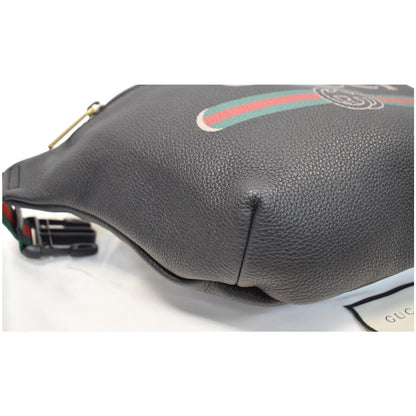 GUCCI Print Medium Leather Belt Bag Black 530412