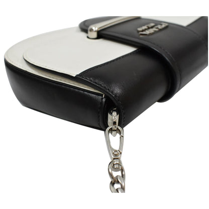 PRADA City Sidonie Small Leather Crossbody Bag Black/White - Last Call