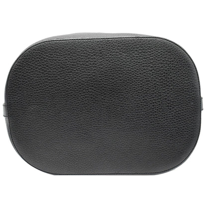 GUCCI Miss Bamboo Medium Leather Bucket Shoulder Handbag Black 387613