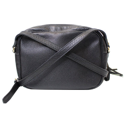 GUCCI Soho Disco Pebbled Leather Small Crossbody Bag Black 308364