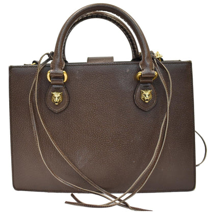 GUCCI Animalier Leather Top Handle Shoulder Bag Brown 431277 - 25% OFF