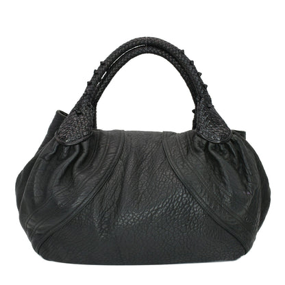 FENDI Spy Nappa Leather Satchel Bag Black