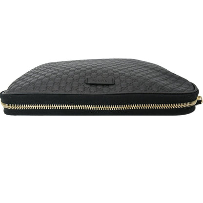 GUCCI Microguccissima Leather Clutch Bag Black 607726