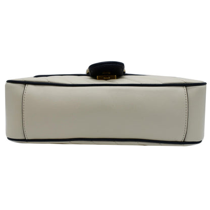 GUCCI Torchon GG Marmont Small Calfskin Matelasse Shoulder Bag White