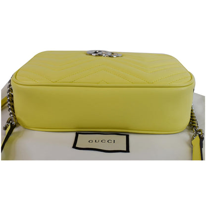 GUCCI GG Marmont Matelasse Small Leather Crossbody Bag Pastel Yellow