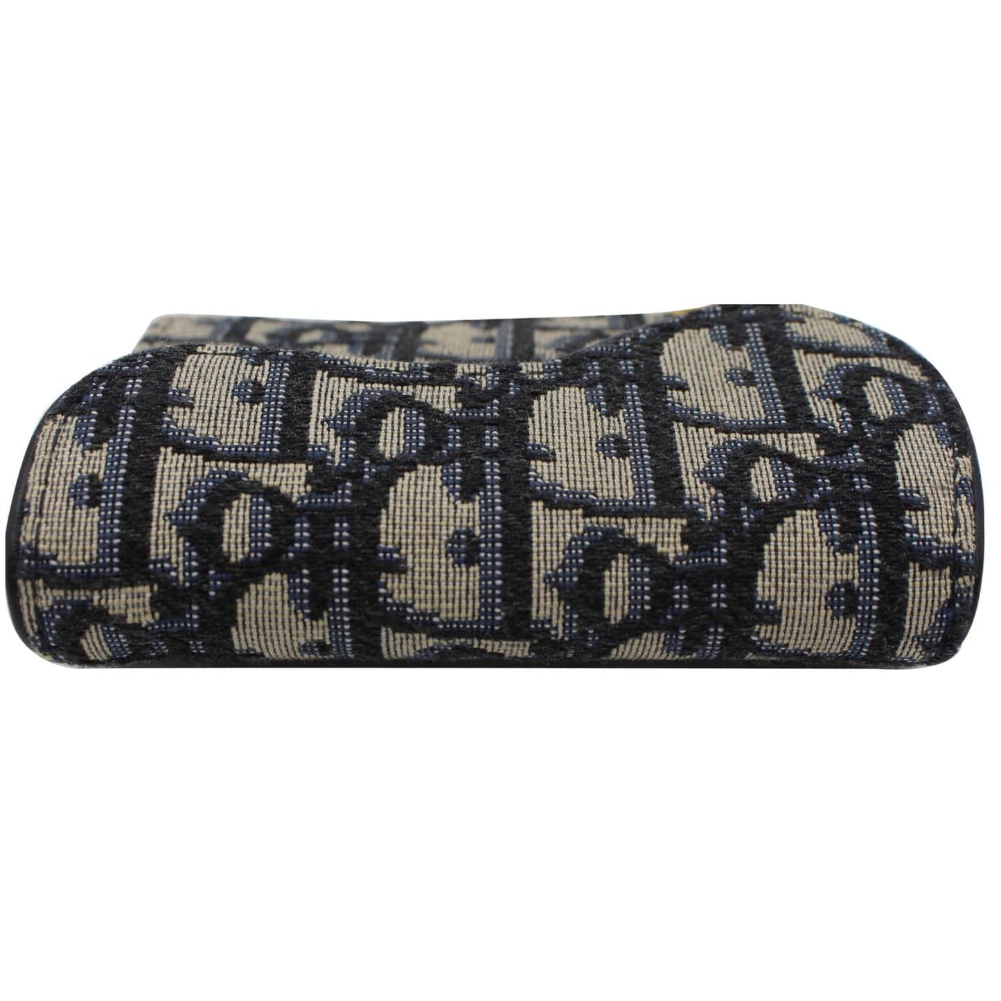 CHRISTIAN DIOR Saddle Flap Jacquard Canvas Card Holder Beige