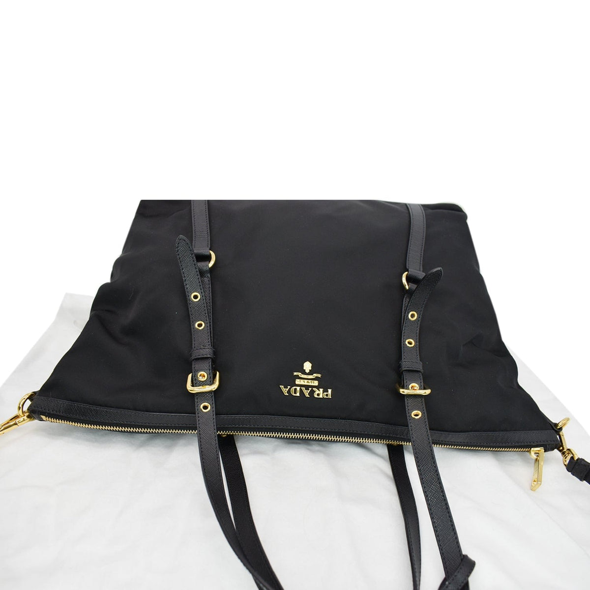 PRADA Tessuto Saffiano Nylon Tote Shoulder Bag Black - Hot Deals