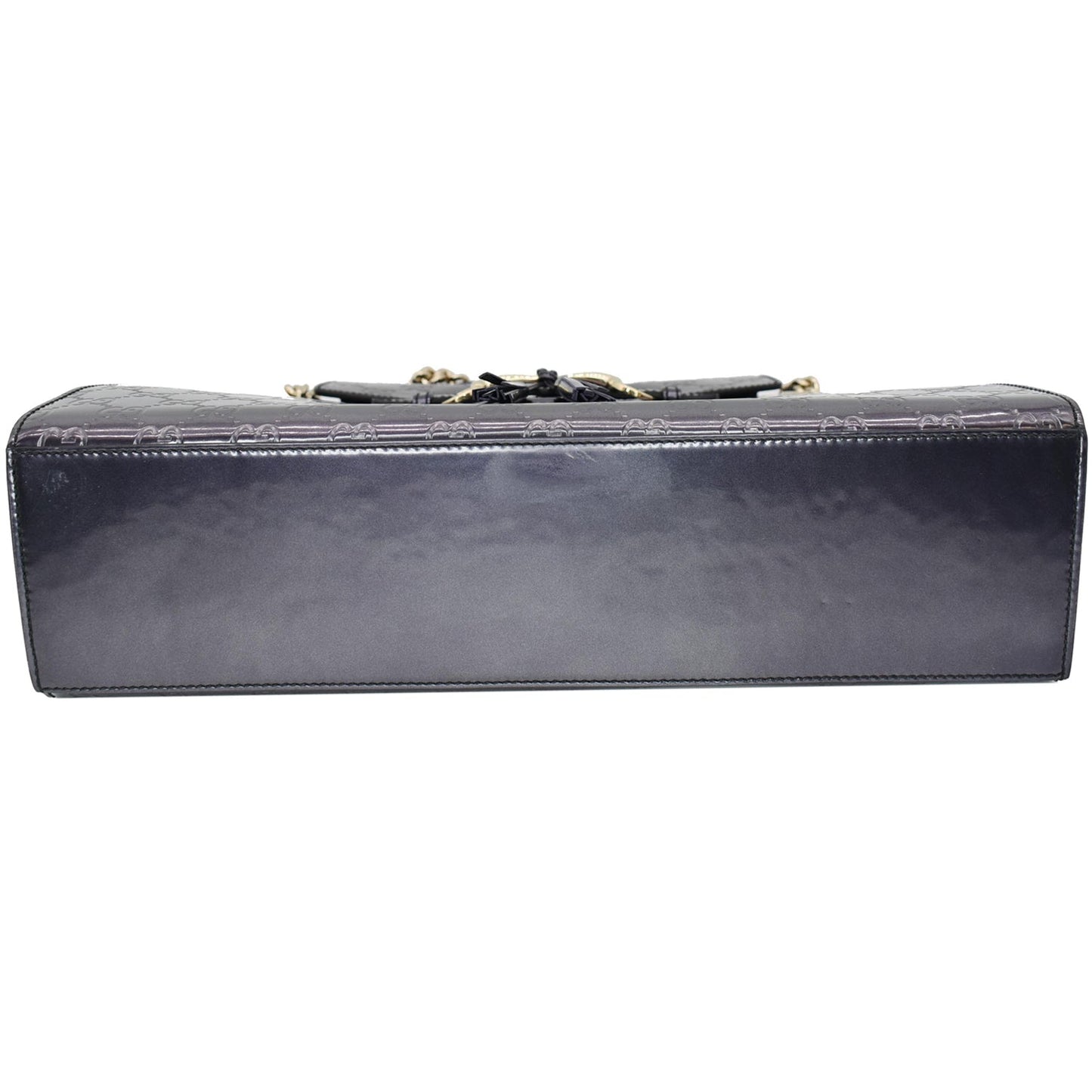 GUCCI Emily Large Guccissima Patent Leather Shoulder Bag Dark Violet 295403