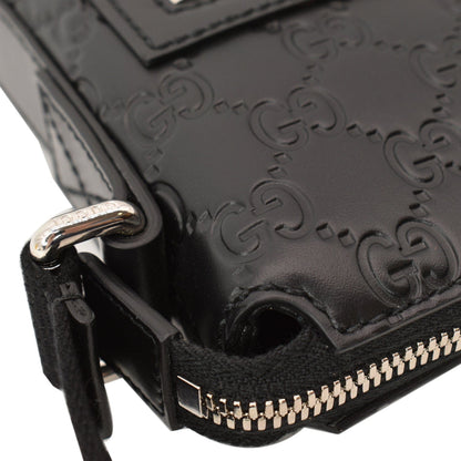 GUCCI GG Signature Leather Black Messenger Bag 406410