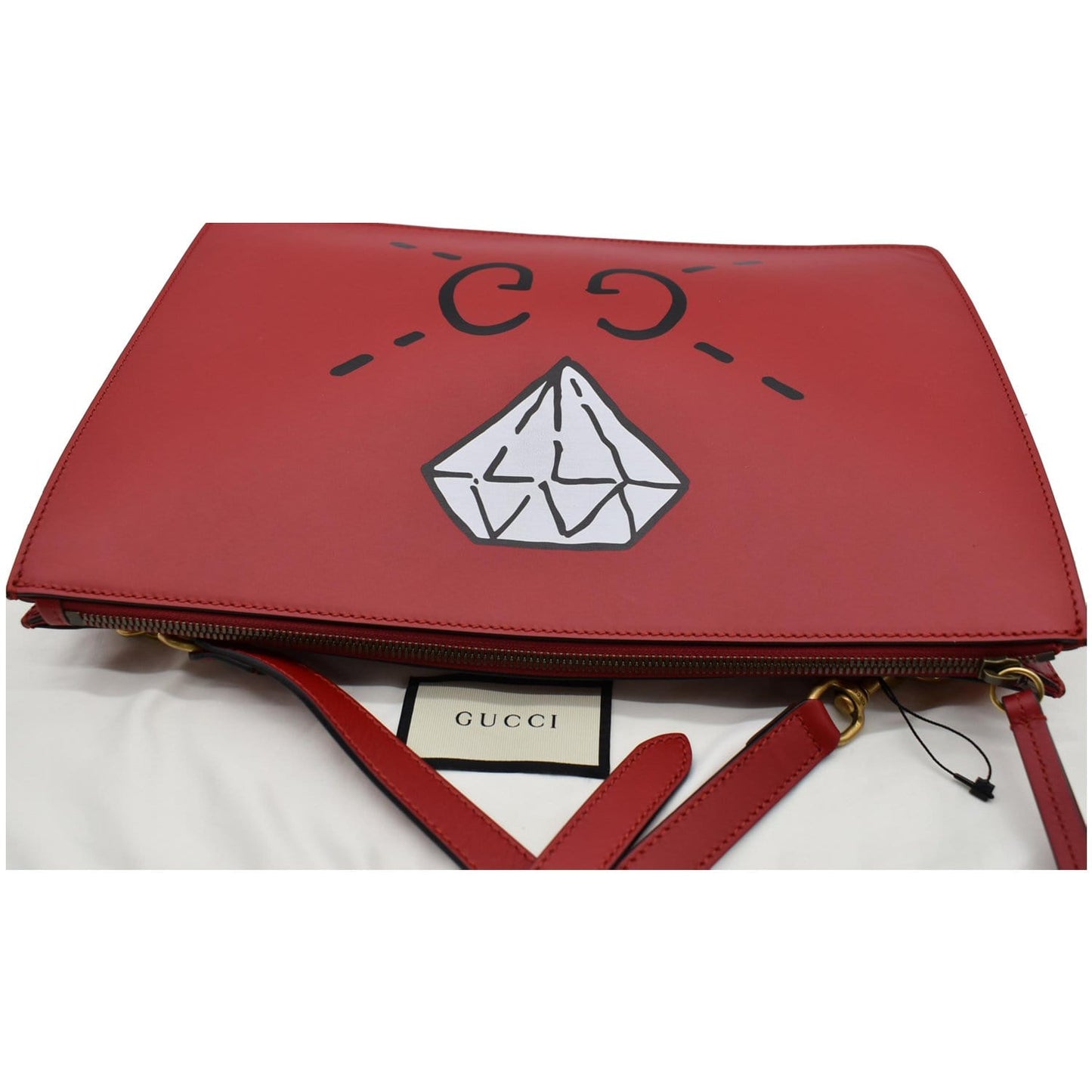 Gucci Diamond GG Calfskin Leather Messenger Bag Red 429004