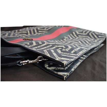 GUCCI Caleido Print Web Canvas Tote Bag Beige/Black 450950