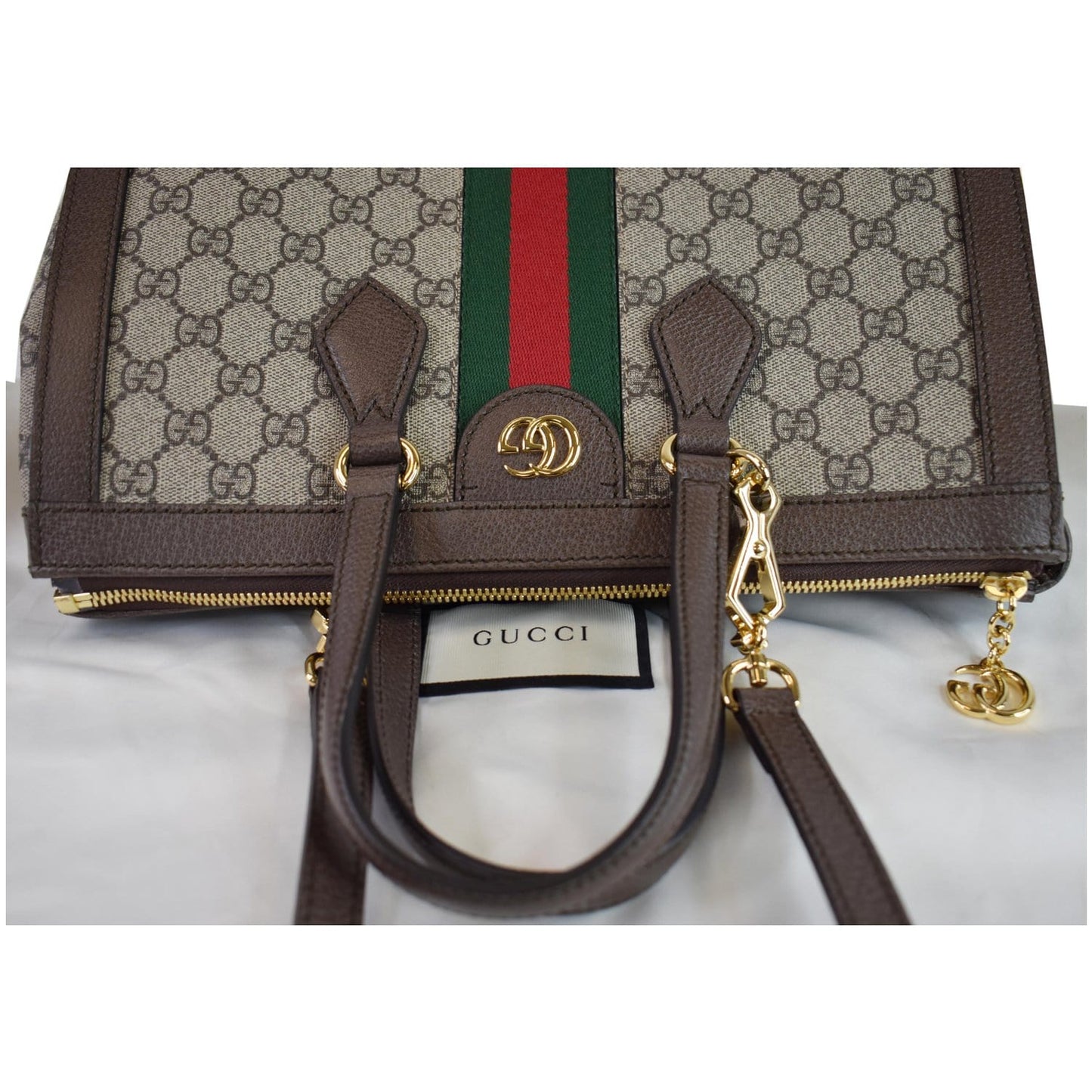 GUCCI Ophidia Medium GG Supreme Tote Shoulder Bag Beige 524537
