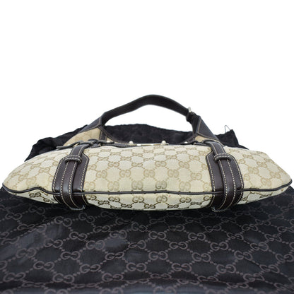 GUCCI 85th Anniversary Horsebit GG Canvas Hobo Bag Beige 163804