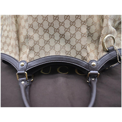 GUCCI Sukey Large GG Canvas Tote Bag Black 211943