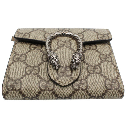 GUCCI Dionysus GG Supreme Canvas Card Case Wallet Beige 627073