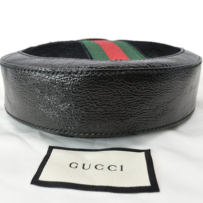 GUCCI Ophidia Mini GG Round Web Leather Crossbody Bag Black 550618