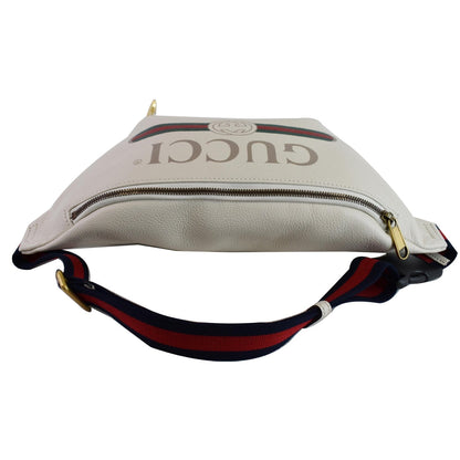 GUCCI Print Leather Medium Belt Waist Bum Bag White 530412
