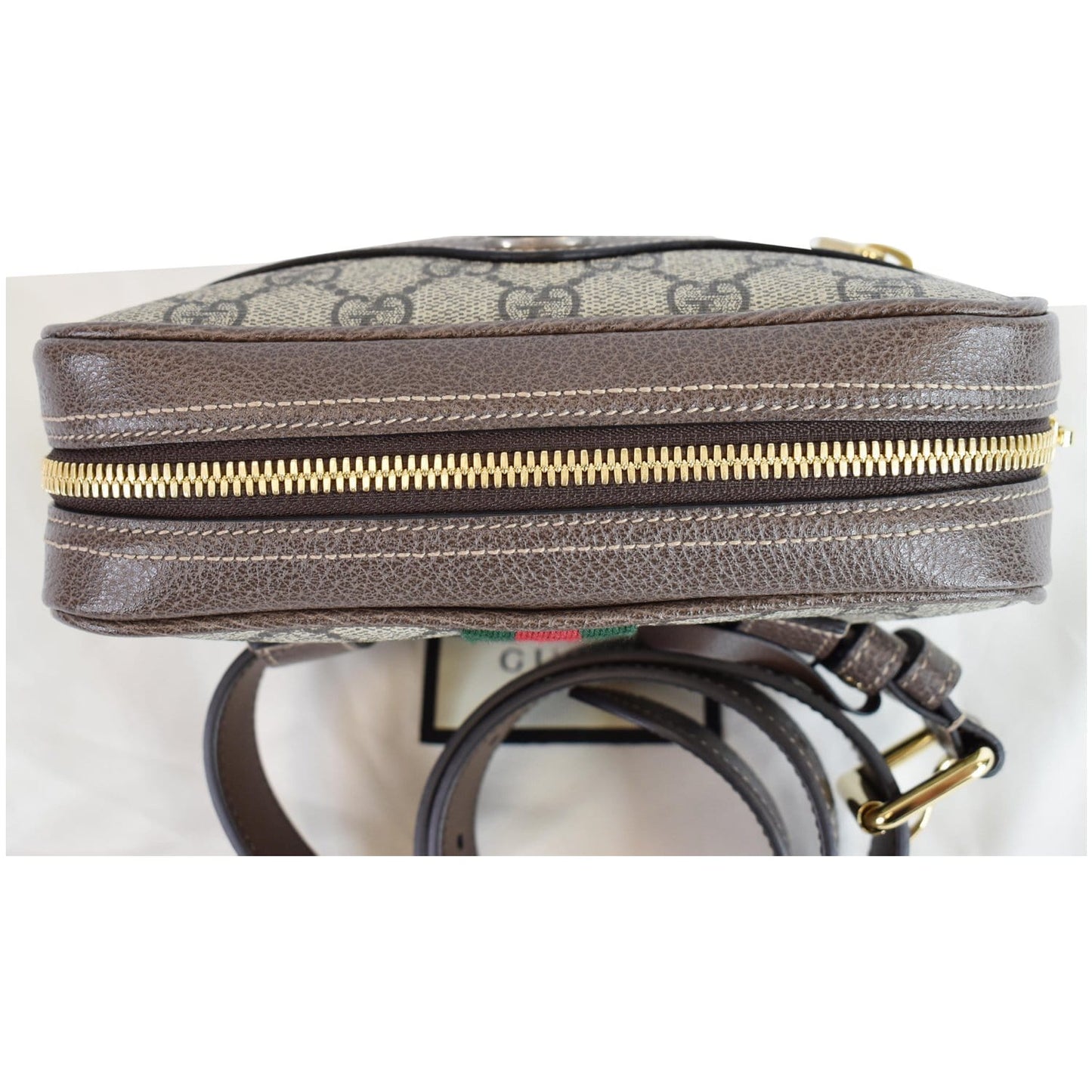 GUCCI Ophidia Small GG Supreme Canvas Web Belt Bag Brown 517076