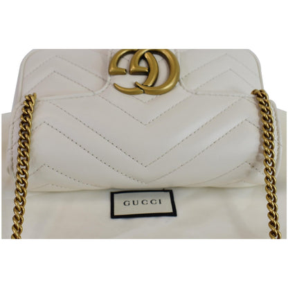 GUCCI GG Marmont Super Mini Matelasse Leather Shoulder Bag White 476433