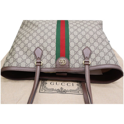 GUCCI Ophidia Medium GG Supreme Canvas Tote Bag Beige