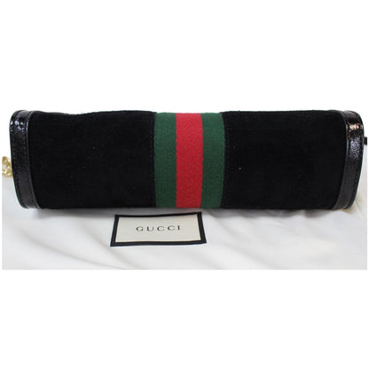 GUCCI Ophidia GG Small Web Suede Leather Shoulder Bag Black 503877