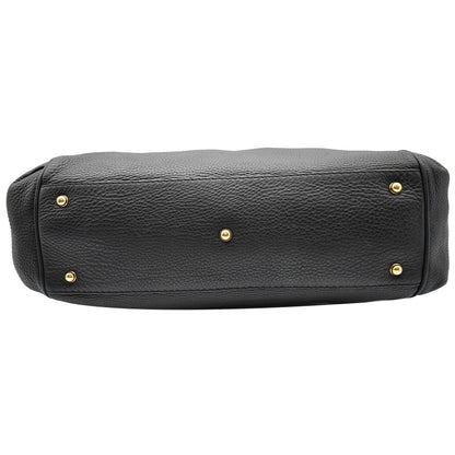 GUCCI Ride Medium Pebbled Leather Top Handle Shoulder Bag Black