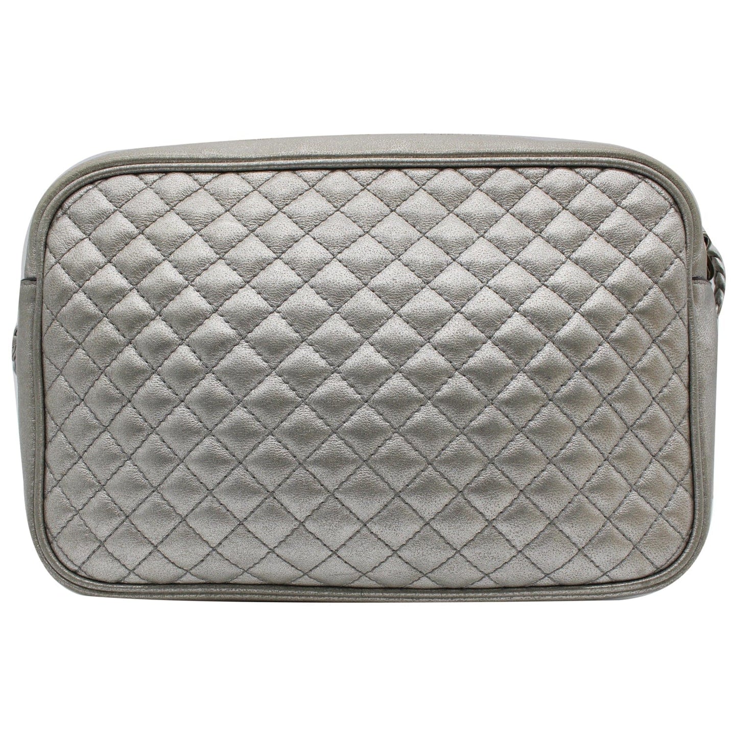 GUCCI GG Small Quilted Leather Shoulder Bag Metallic Silver 541051