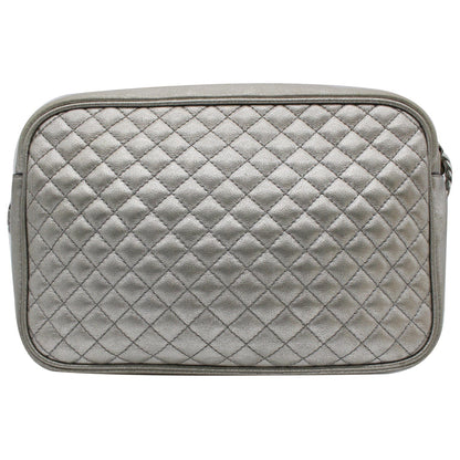 GUCCI GG Small Quilted Leather Shoulder Bag Metallic Silver 541051
