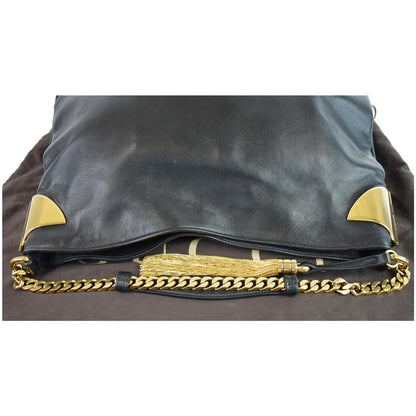 GUCCI 1970 Medium Leather Shoulder Bag Black 290682