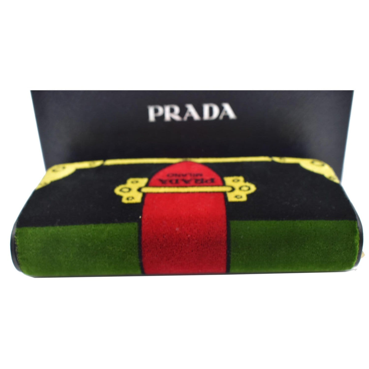 PRADA Cahier Velvet Clutch Bag Multicolor