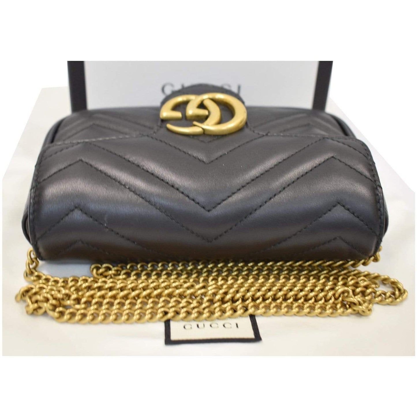 GUCCI GG Marmont Super Mini Leather Crossbody Bag Black 476433