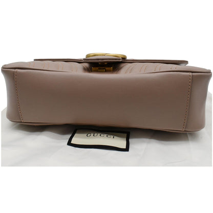 GUCCI GG Marmont Small Matelasse Leather Crossbody Bag Nude 443497