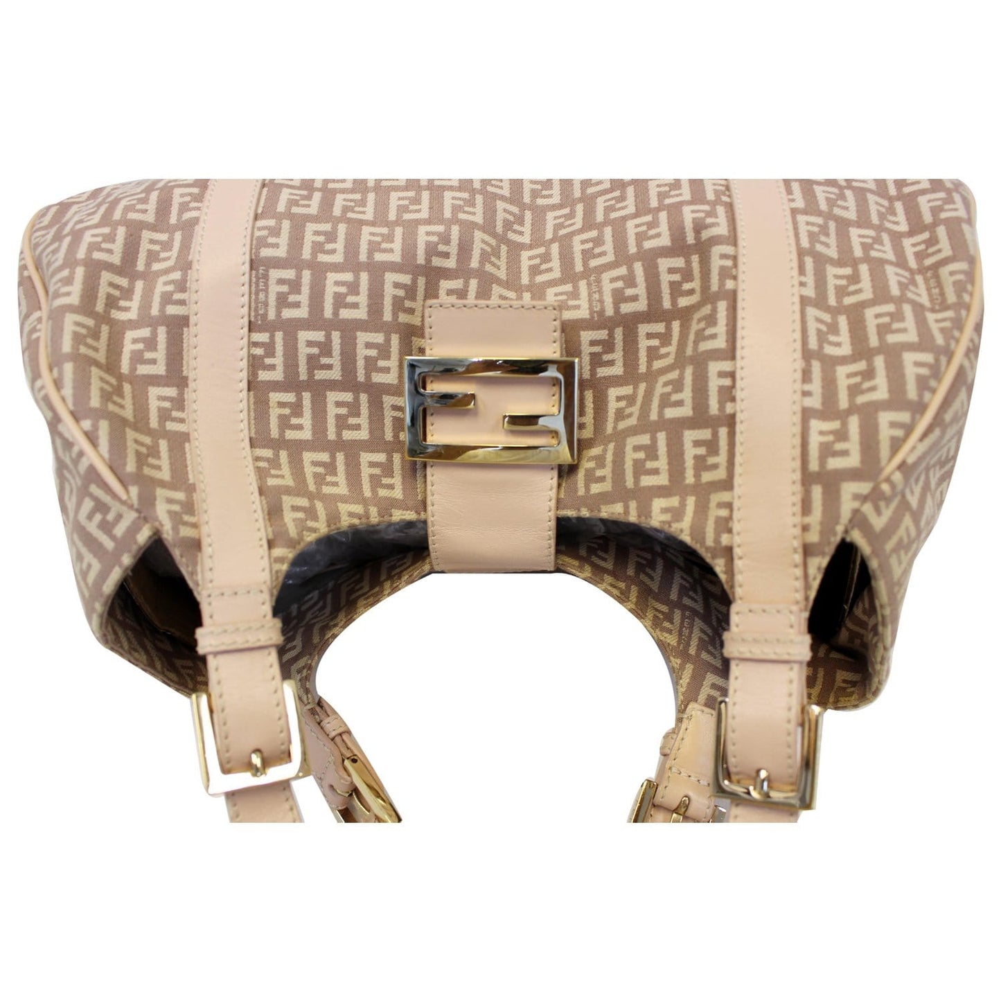 FENDI Zucchino Canvas Shoulder Bag Pink
