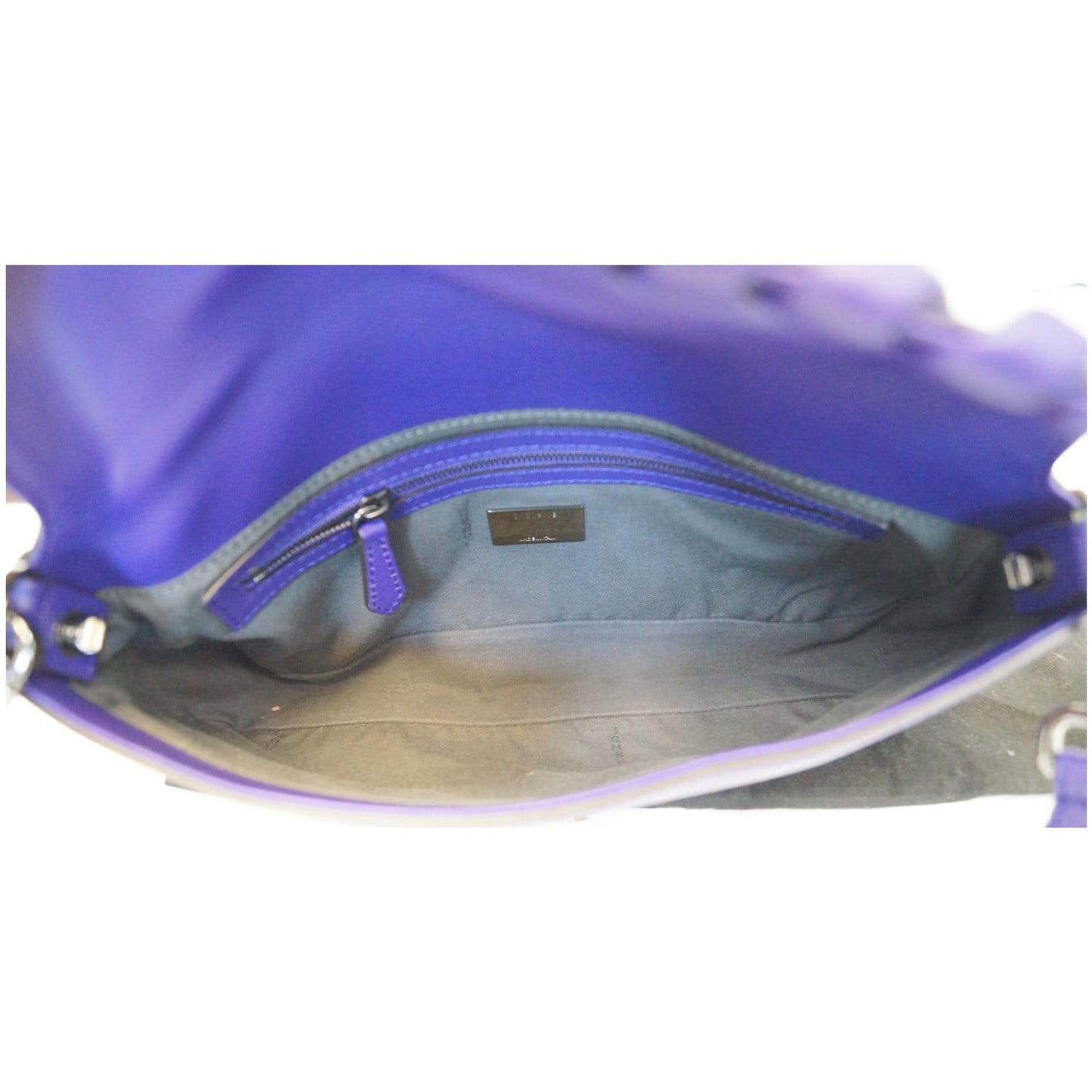 FENDI Baguette Whipstitch Trimmed Leather Shoulder Bag Purple