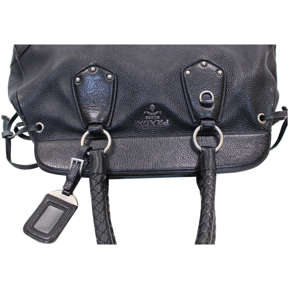 PRADA Vitello Daino Satchel Bag Black