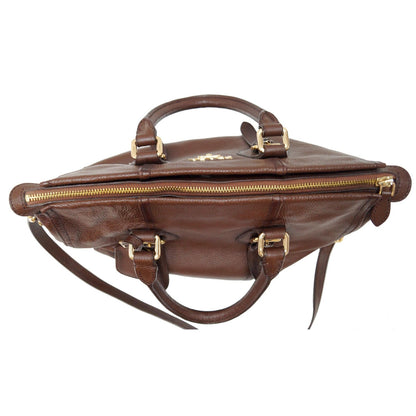 PRADA Cervo Antik Leather Tote Bag Brown