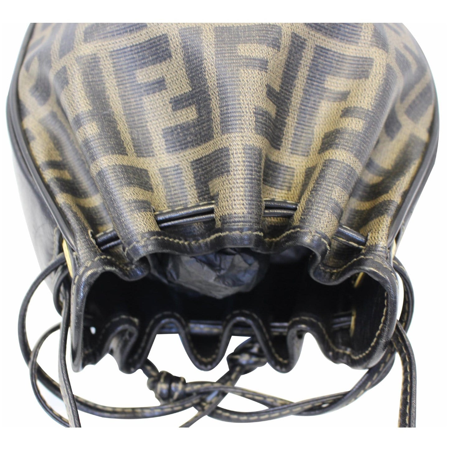 FENDI Drawstring Bucket Crossbody Bag Brown